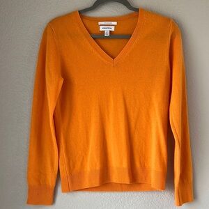Nordstrom Cashmere Sweater | Orange V-Neck Soft Knit | Luxe Lightweight Cashmere